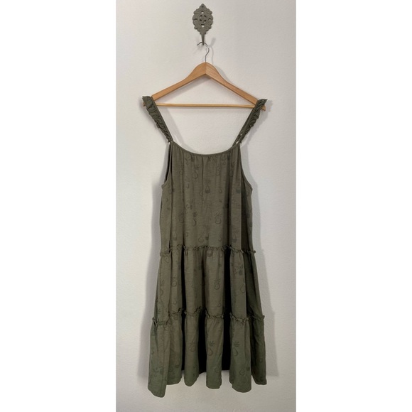 Rylee + Cru • Fern Green Plant Jersey Cotton Tiered Dress NWT - Picture 2 of 16